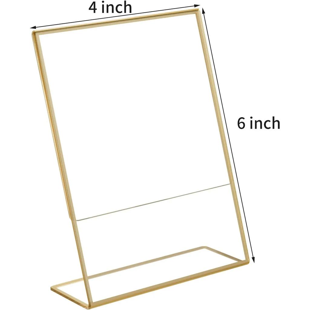 Gold Frame Acrylic Sign Holder Wedding Table Number Holders Clear Menu Picture Document Brochure Stands Photo Office Display