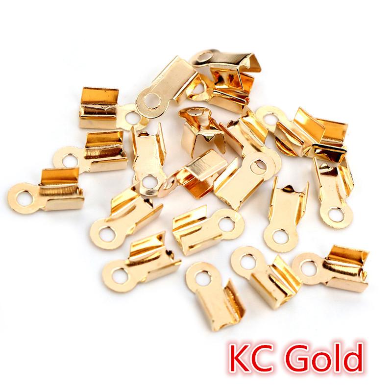 200pcs/lot Cove Clasps Cord End Caps String Ribbon Leather Clip Tip Fold Crimp Bead Connectors For DIY Jewelry Making Findings