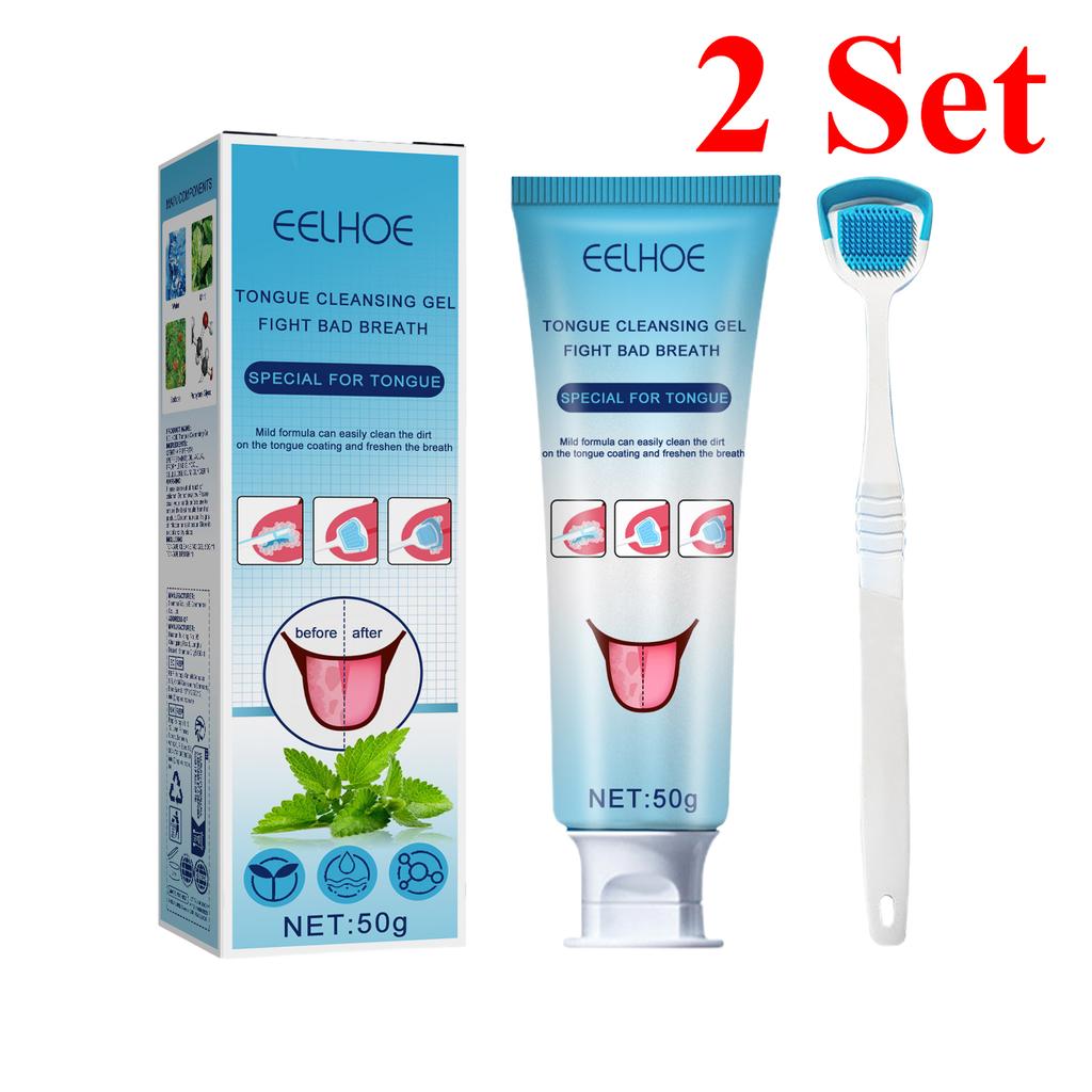 Zungenreinigungs-Gel-Set mit Bürste Mundpflege Entfernung Geruch Gesundheit Frischer Atem Pflege Dentalhygiene-Werkzeuge Belag Reinigungsset