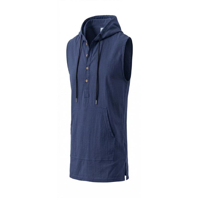 Mens Casual Loose Hooded Sleeveless Vest And Shorts Set
