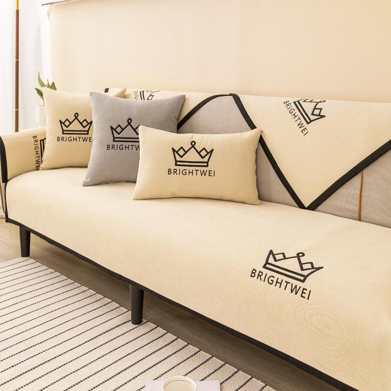 Ręcznik na podkładkę sofy Pokrowce na sofy do salonu Haft z literami Smile 1/2/3/4-osobowy Pokrowiec na sofę Nakładka Pokrowce na kanapę z szenili