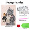 Relaxing DIY Pearl Painting Kit Framed with Dapper Cat and Bird Design 5D Sparkling Bead Canvas Craft for Girls Bedroom Decor Gift