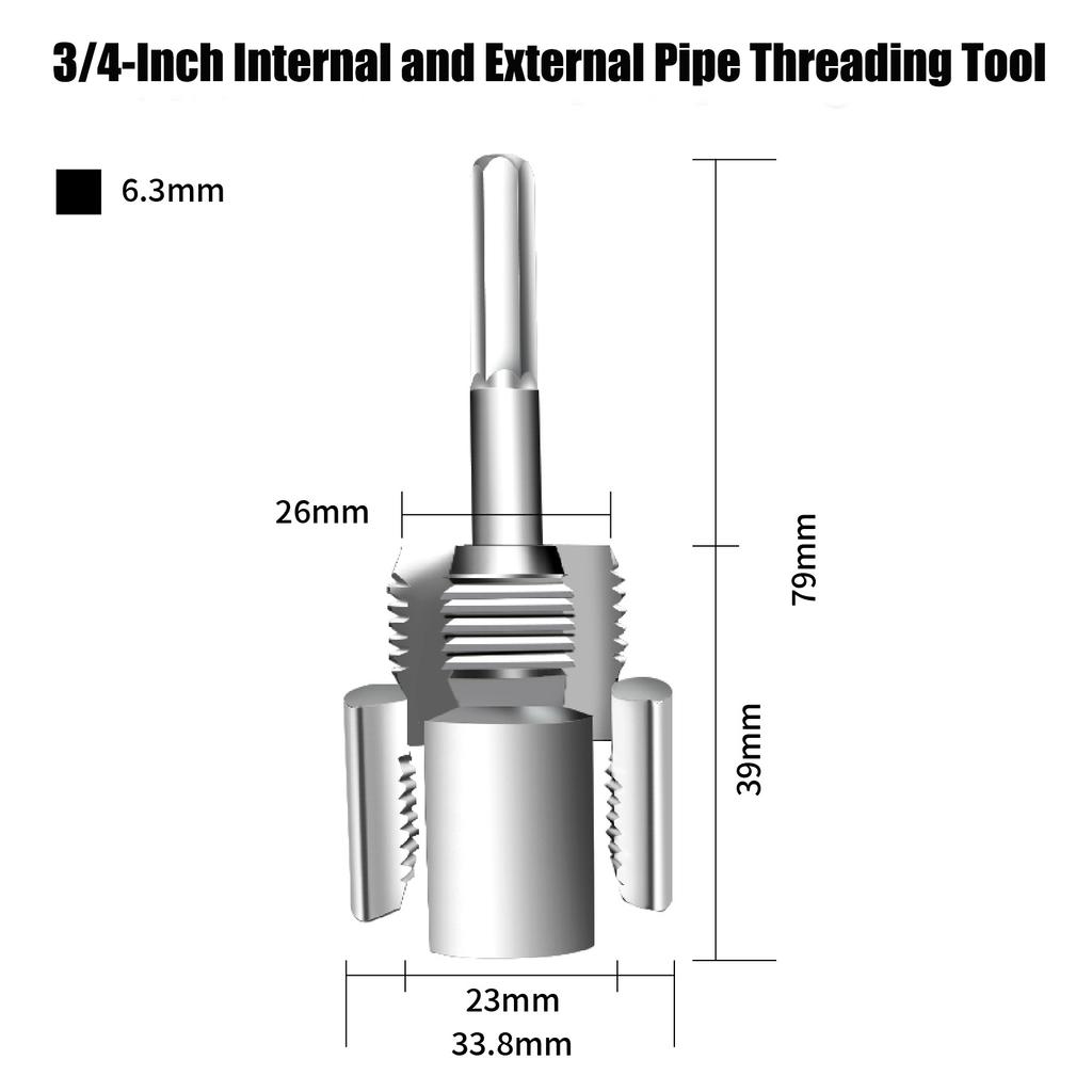 DN15 DN20 Pipe Threading Tool Hex Shank Die Internal External Threads 1/2&3/4 Water Pipes PPR PVC MPP Detachable