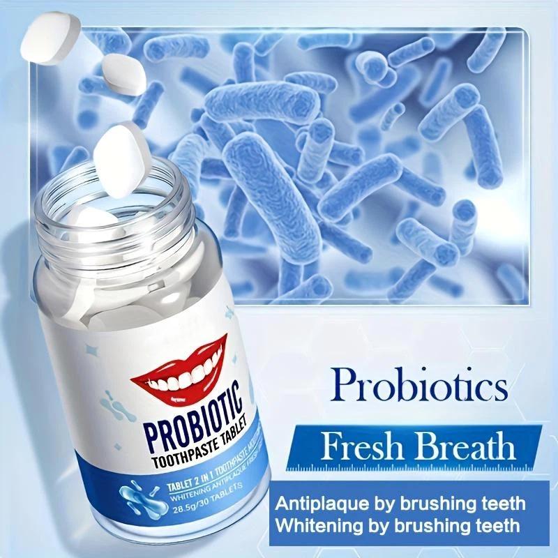 Probiotic Whitening Toothpaste Tablets Natural Teeth Cleaning Stain Removal Oral Care 28.5g/30 Tablets