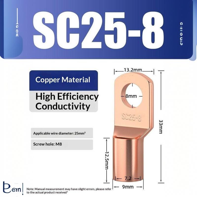 Cd Copper Lug Ring Wire Connectors Bare Cable Electric Crimp Terminal Sc4-6 Sc6-6 Sc6-8 Sc10-6 Sc16-6 Sc16-8 Sc25-8
