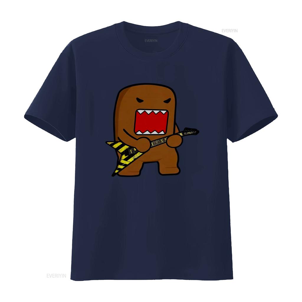 Domo Kun Rock T Shirt For Men Vintage Round Collar Guitar Print  vintage Washed graphic streetwear homme Stylish Unisex