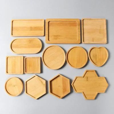 Bandeja Multiusos de Bambú Plato de Madera Plato para Maceta Almohadilla para Taza Posavasos Plato Decorativo de Cocina Posavasos Creativo Alfombrilla para Taza de Café