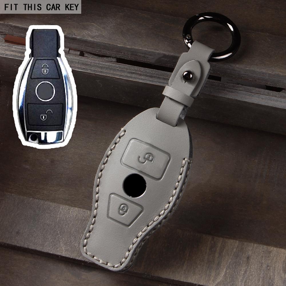 Leather Car Key Fob Case Cover Protector for Mercedes Benz E C G M R S Class W204 W212 W176 GLC CLA GLA AMG Car Accessories