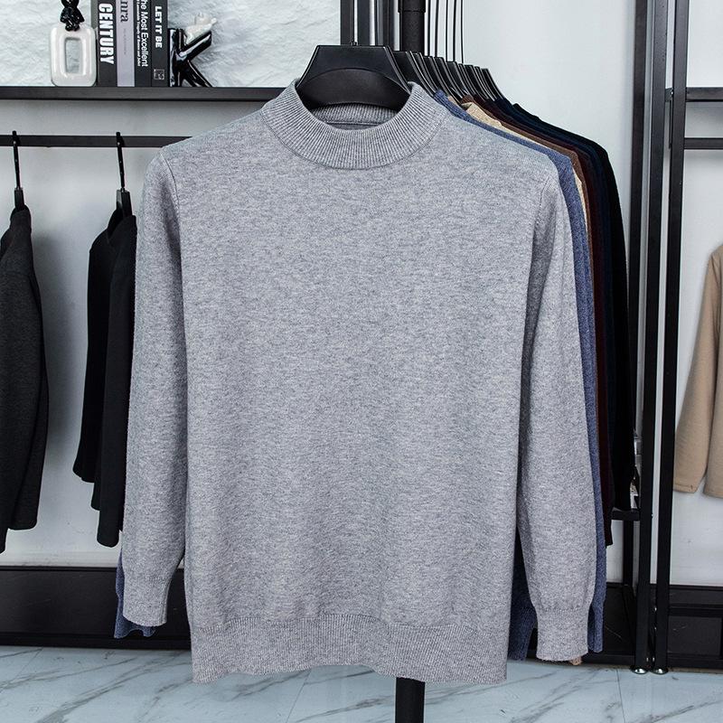 Men’s Autumn/Winter Half-High Collar Knitwear - Warm Inner Layer for Middle-Aged and Elderly