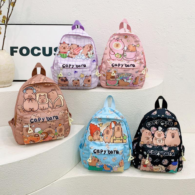 Large Capacity Capybara Backpack Cartoon Cute Backpack Multipurpose Stain-Resistant Students Schoolbag Trendy Printed Backpack