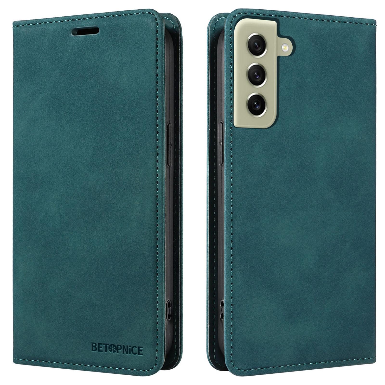 

BETOPNICE 003 Anti-drop Phone Case for Samsung Galaxy S21+ 5G RFID Blocking Leather Wallet Stand Cover Green