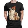 Cozy Autumn Funny 100 Cotton Tshirt Ghost Coffee Golden Doodle Dog Halloween Tees Tops For Unisex