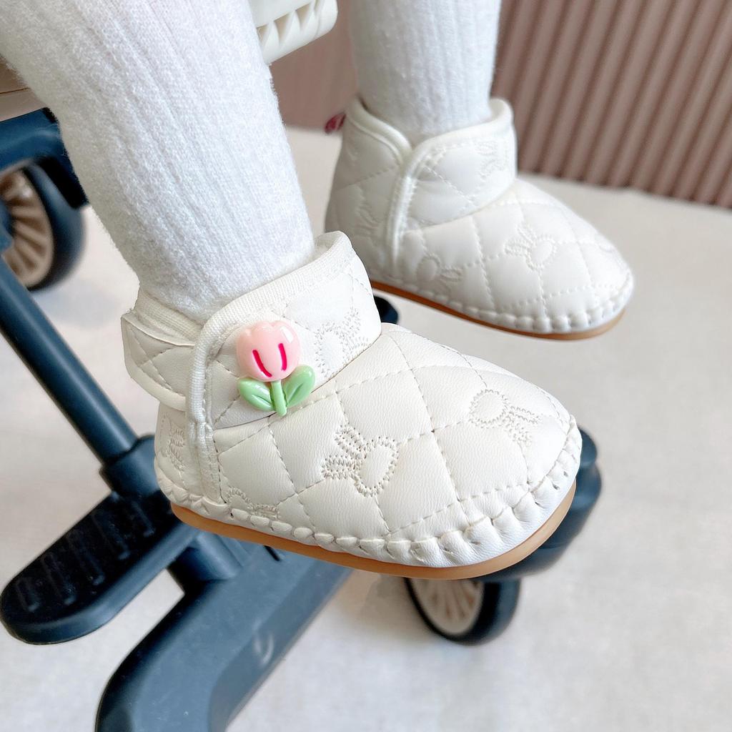 Adorable Soft Sole Winter Baby Shoes with Magic Stickers - Anti-Slip & Warm for 0-1 Year Olds