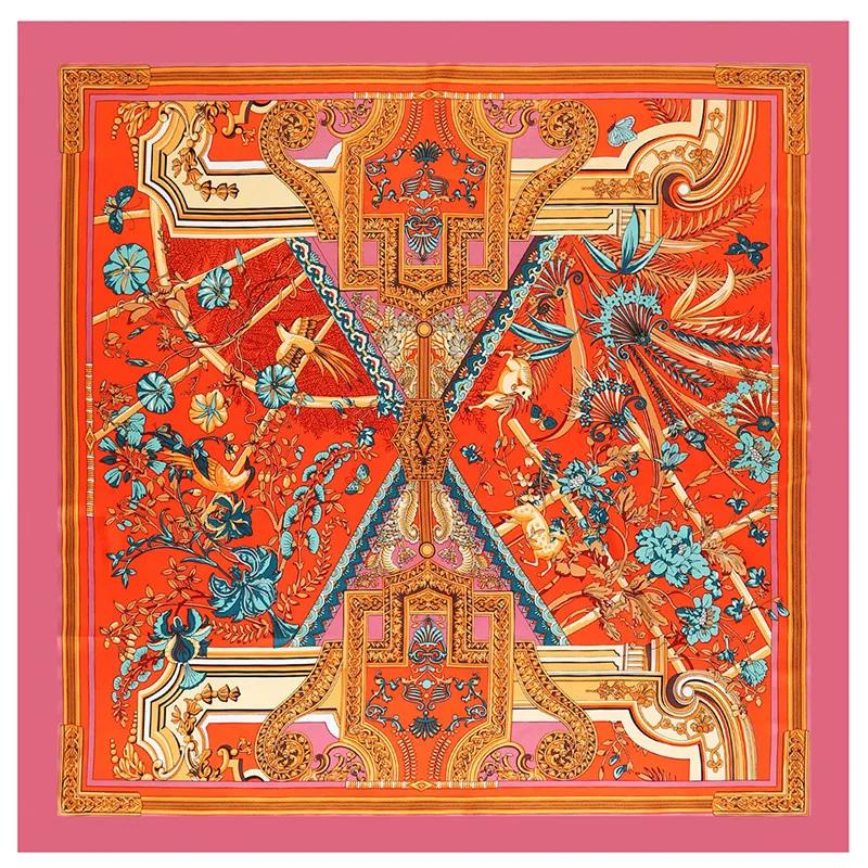 Lenço Mulheres Xales Grandes Estampa Jardim dos Fundos Estolas Lenço Quadrado Lenço de Luxo Hijab Lenços Femininos 130Cm