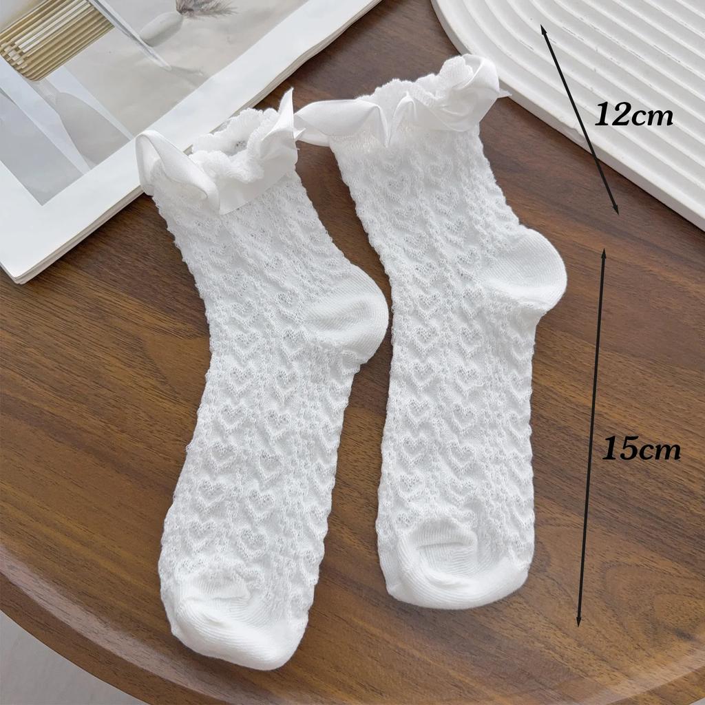 1/3Pairs New Black and White Lace Bow Socks Cute Japanese Lace Princess Fairy Inside Socks for Student JK Dress Accessories