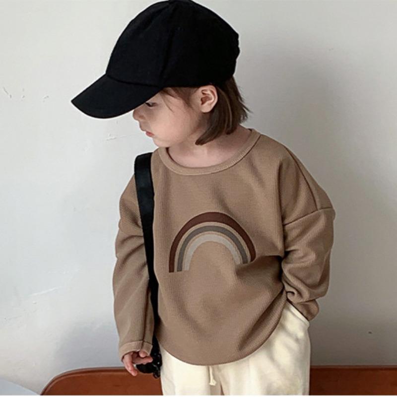Autumn New Children's Waffle Long Sleeve Round Neck Pullover Sweater