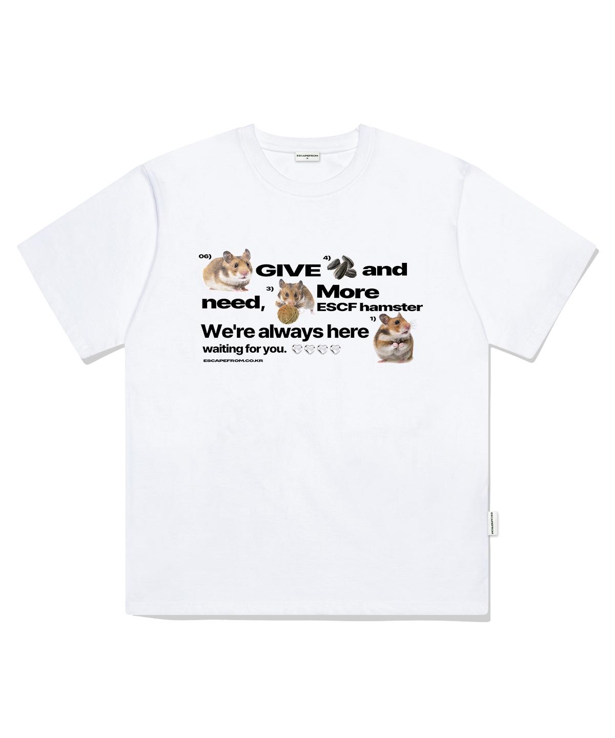 Escape From Always Hamster Print Oversized Short Sleeve T-Shirt White S