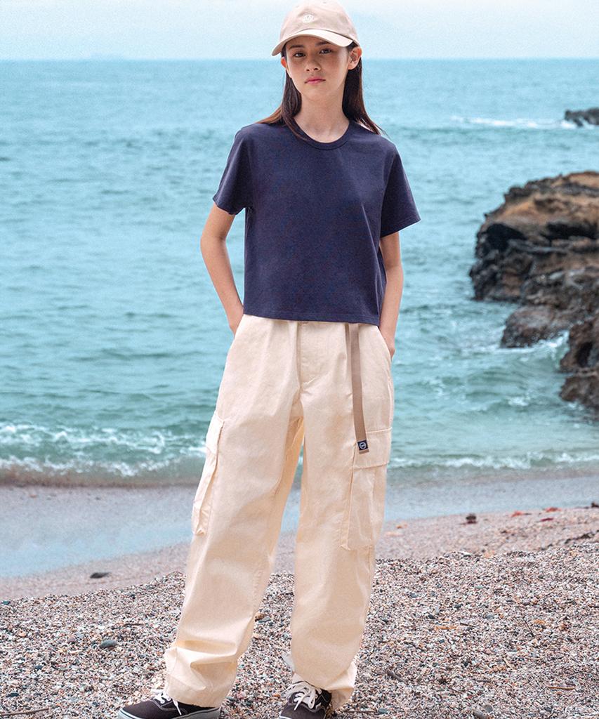 MIDNIGHT12AM Wide Tapered Cargo Pants - Cream