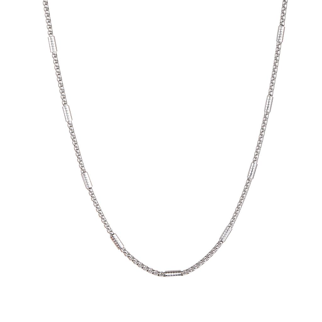 Square Clamp Tube Stainless Steel European American Unisex Bamboo Chain Electroplated 41-50cm Sweater Chain Simple Necklace
