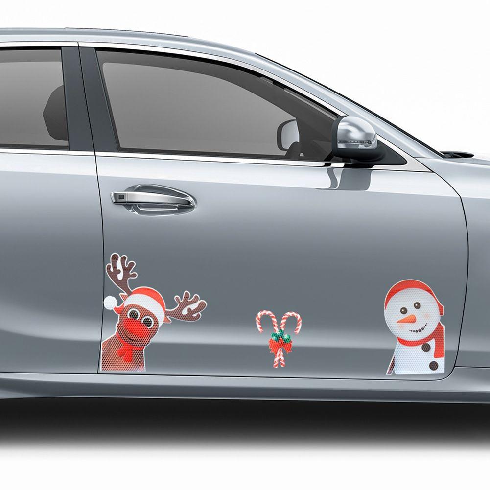 Christmas Car Decor Reflective Santa Stickers for a Festive Atmosphere