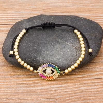 Nidin Hamsa Hand Evil Eye Copper Beads Adjustable Bracelet Lucky Braided Rope Bracelet 5 Styles For Women Men Party Jewelry