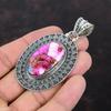 Natural Kingman Pink Dahlia Turquoise Pendant 925 Sterling Silver Pendant Beautiful Gemstone Jewelry Handmade Vintage Pendant Gift For Women