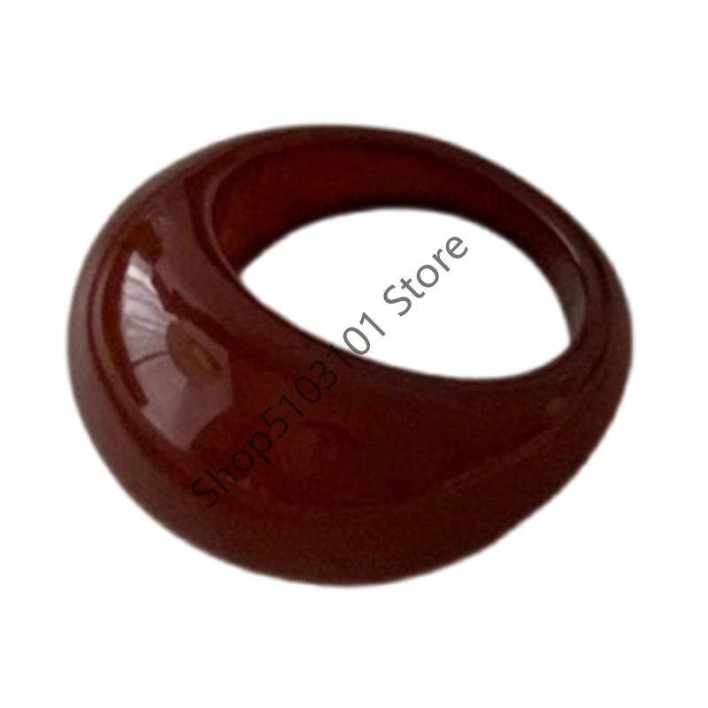 

X6HE Smooth Glossy Resin Wide Band Ring With Design Comfortable Finger Accessory For Daily Wear And Special Occasions