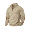 Men's Casual Sports Sweatshirt Jacquard Small Checkered Stand Collar Half Zipper Solid Color Loose Top
