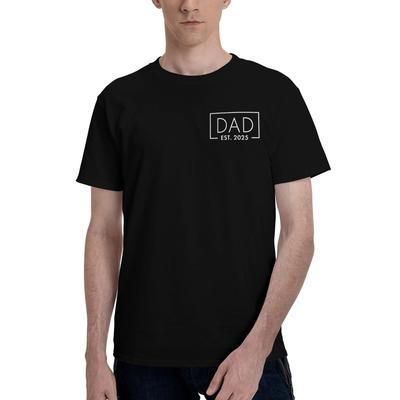 Funny 1st Time Dad EST 2025 New Dad New First Fathers Day Tee Shirt for Men Women Printed T Shirts  100% Cotton Clothes