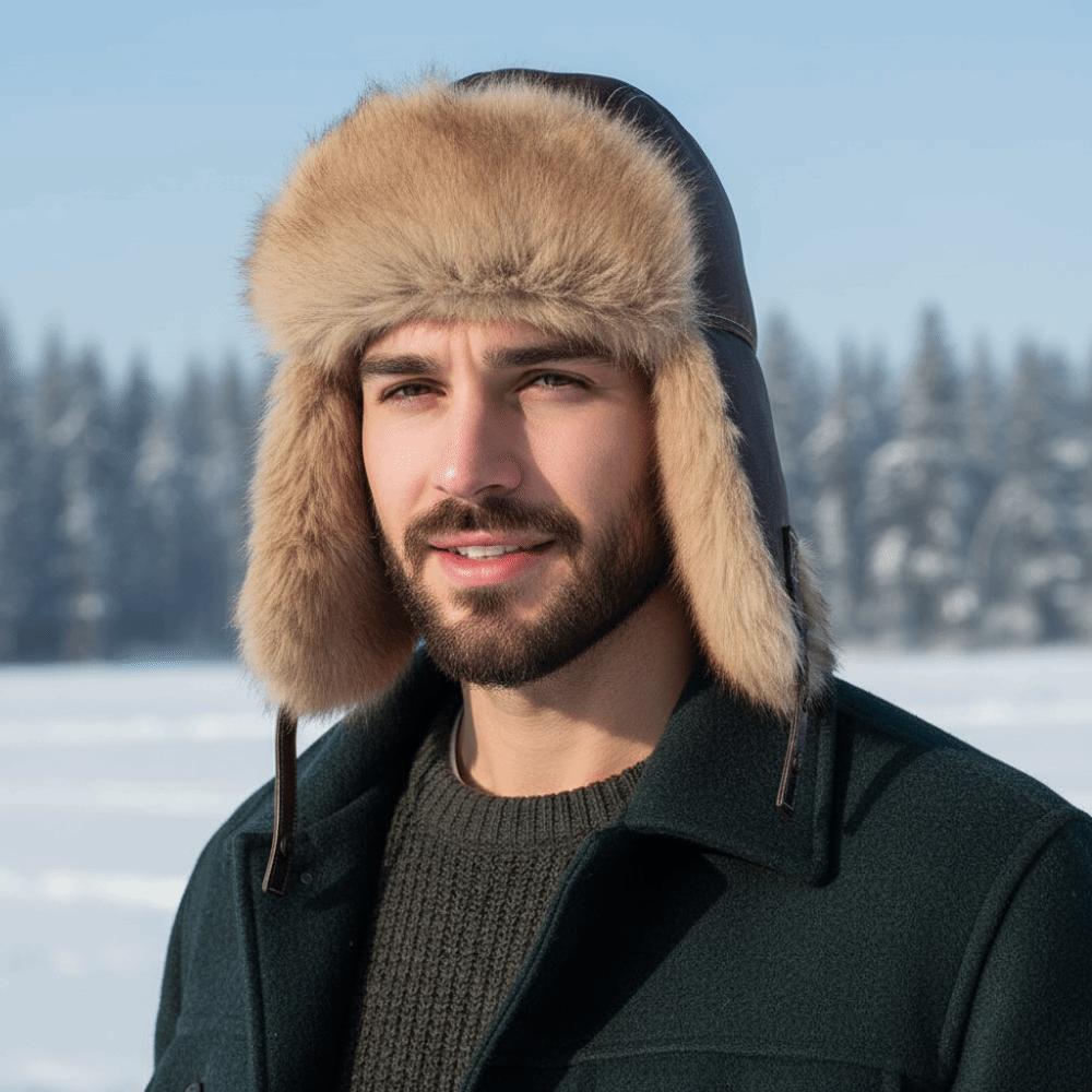 Windproof Warm Ski Hat Pu Leather Cycling Lei Feng Hat Casual Winter Pilot Hat  Skiing