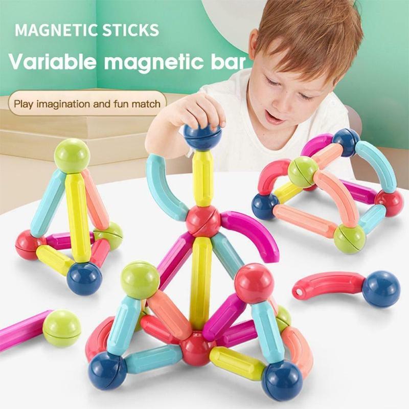 Colorful Magnetic Building Blocks Develop Learning Skills While Playing 64 Pieces/12 Pieces Abs Material High Saturation Colors Coordination Logical