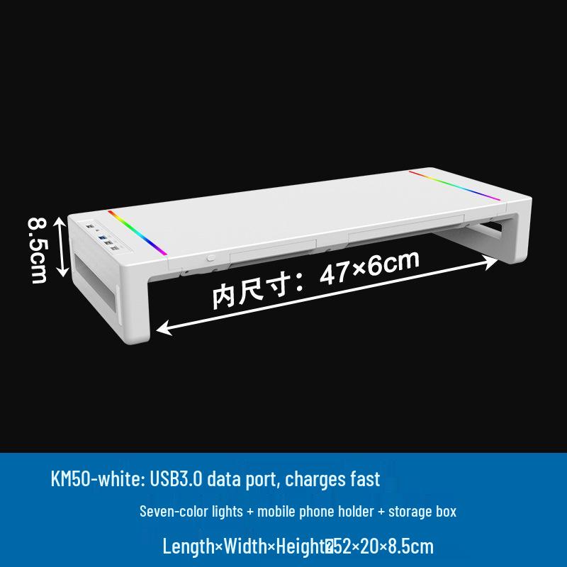 Multifunctional Monitor Riser with USB Ports and LED Lighting