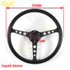 NEW Black Classic PU Steering Wheel 15inch 380mm Flat Dish Racing Sports Steering Wheel for Universal