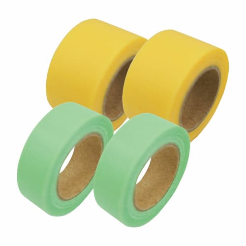 Comolife Convenient Nice Cut Tape, Wide, Plain Label, Green/Yellow, Thick: Approx. 2.5cm Wide x 6.3m (1 Roll), Thin: Approx. 1.5cm Wide x 6.3m (1 Roll