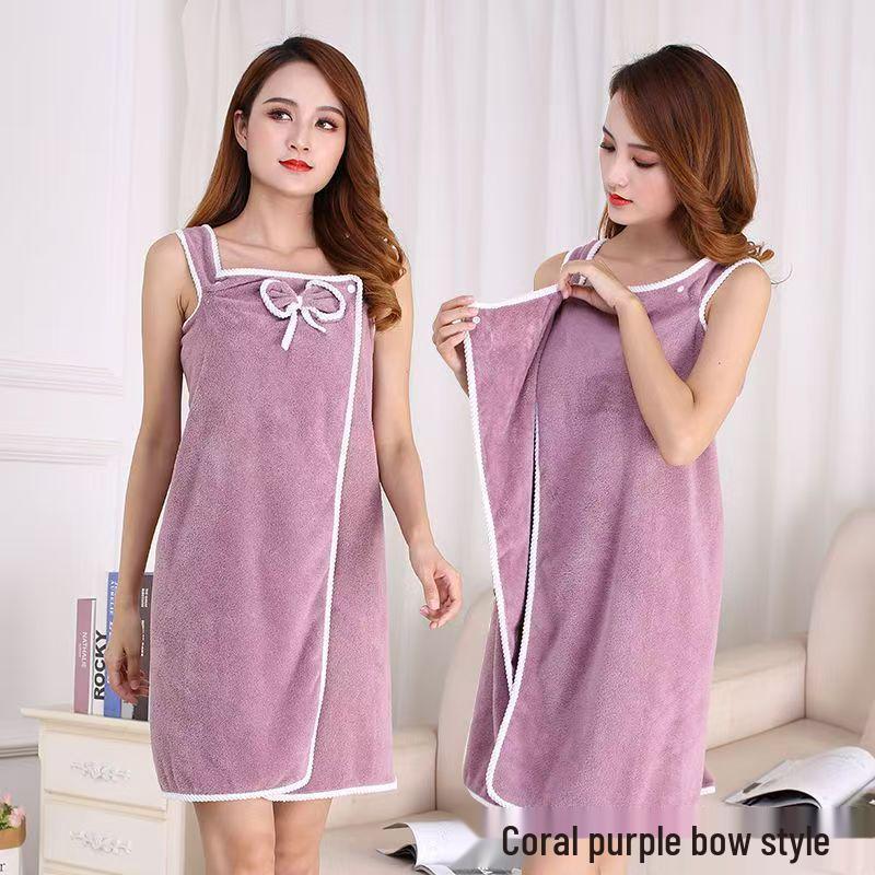 Women's Quick-Drying Coral Fleece Bath Skirt: Thickened, Soft, Water-Absorbent, Wearable Bath Towel for Spring and Autumn