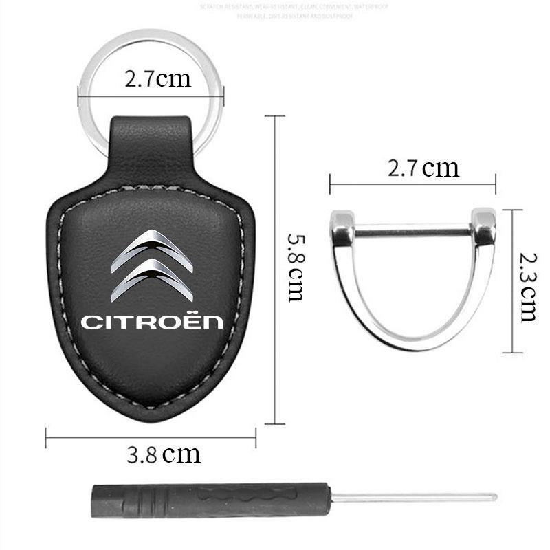 Držák na klíče od auta Štít Kožený kroužek na klíče Řetízek Přívěsek Dárky Pro Citroen C1 C2 C4 C5 C3 C4L C8 Berlingo Xsara Picasso Auto