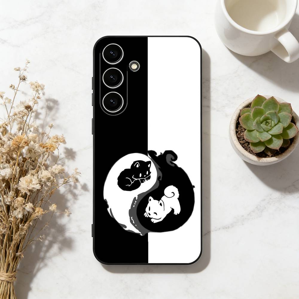 Cute Cat Art Prints Phone Case For Samsung Galaxy A73,A72,A71,A70,A53,A52,A51,Others Soft Black Cover