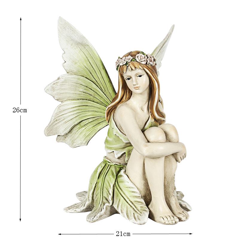 Gartenmädchen Blumenfee Harzstatue: Europäisches Kreatives Ornament für Haus-, Hof- oder Villendekoration.