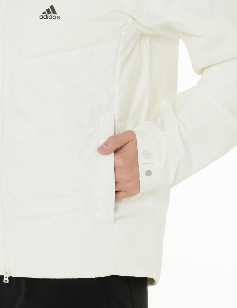 Adidas KWX68 Lightweight Down Jacket with Small Regular Men's Logo, Fit, Off-White (JG8504)