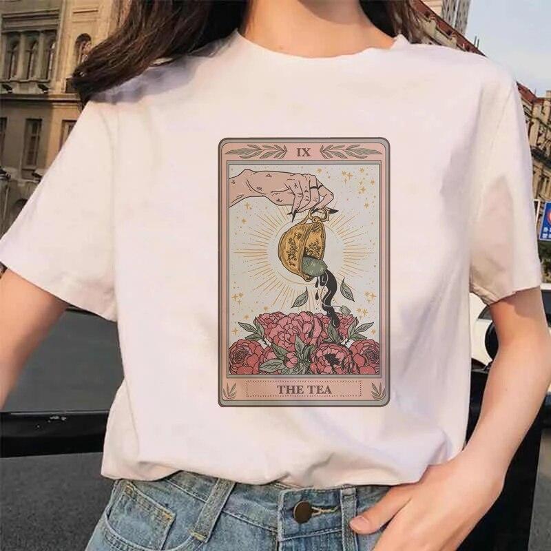 Ženy Tarot Tričko s potiskem milenců 90S Tričko Trend Kreslený Letní Módní Potisk Oblečení s krátkým rukávem Topy Trička Tričko Tričko