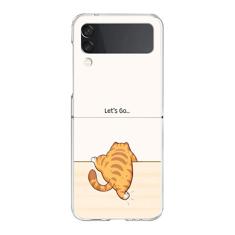 Transparent Phone Case For Samsung Galaxy Z Flip 3 4 5 6 7 Hard Folding PC Z Flip3 Flip4 Cover Dog Cat Couple