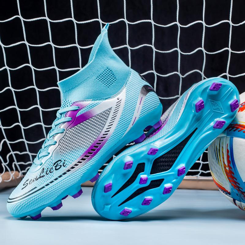 High-top Football Shoes Men's High-top Adult Geotechnical Thorns 142025 Long Nails Broken Nails Children's Shoes