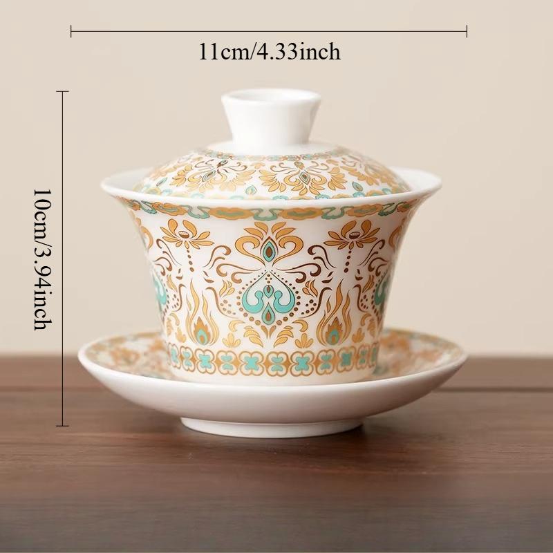 

170ml Ceramic Sancai Cover Bowl Chinese Style White Porcelain Tea Cup with Lid Household Tea Bowl Kungfu Teacup Teaware 170ml белый