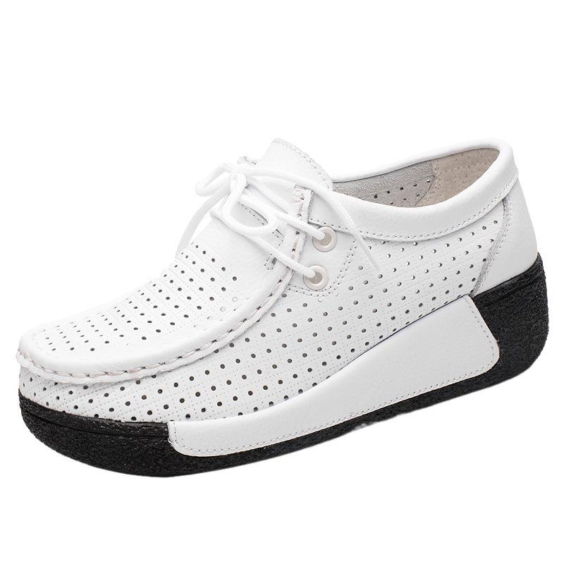 Leather shoes hole shoes platform single shoes white shoes rocking shoes muffin travel shoes casual women's shoes