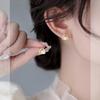 BELLA BOX S925 Sterling Silver Needle, Exquisite And High-end, Niche Design, Cat's Eye Stone Ear Stud, Geometric Style Earrings