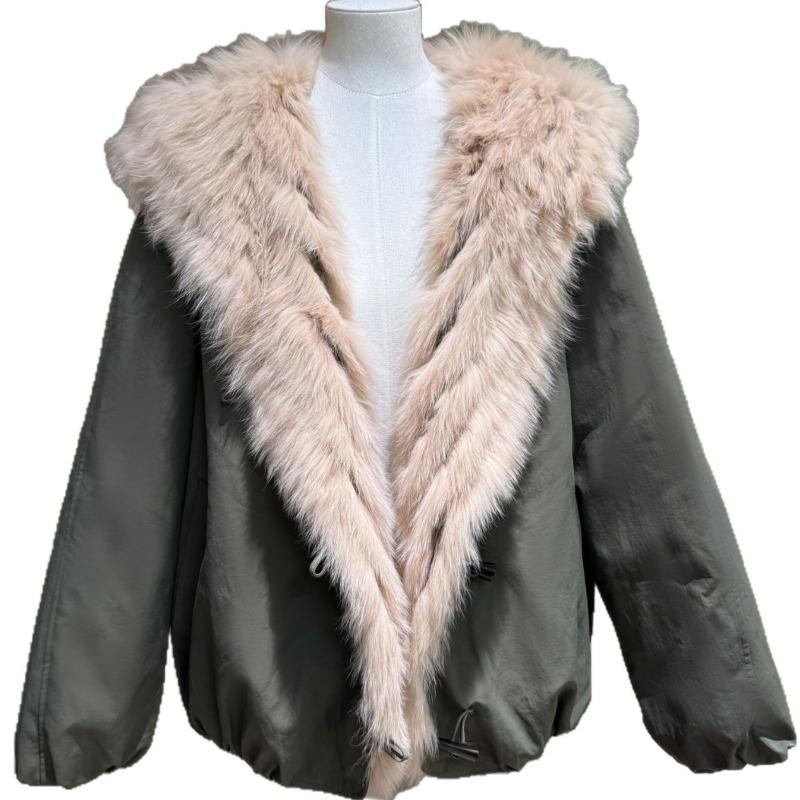 Real Shot, Glacier Pie Overcomes Hooded Jacket, Women's Short Goose Down Jacket, Real Fur Fox Fur Coat