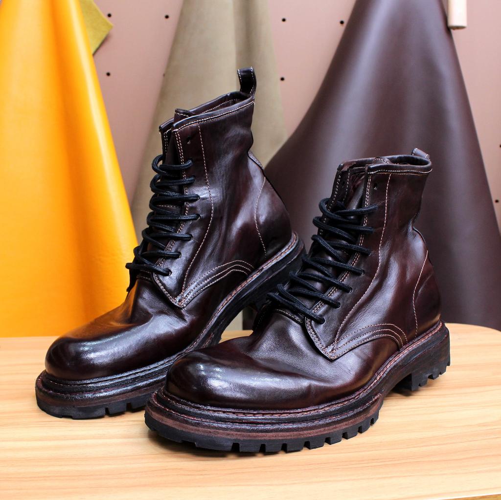 Fashion Goodyear Pure Handmade Horse Leather Boots for Men and Women, Custom Lace-up, Warm and Comfortable, High-end