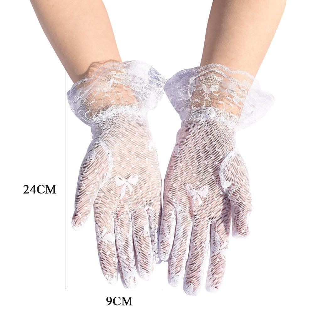 Wedding Party Summer Lace Fabric Sunscreen Gloves Bridal Gloves Mittens Jacquard Gloves