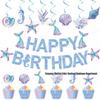 Underwater Mermaid Birthday Party Decoration Set: Pull Flags & Hanging Spirals for Girls