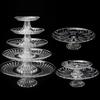 Acrylic Clear Serving Plates Fruit Dessert Salad Tray Cupcake Display Stand Round Dinner Plate Kitchen Supplies